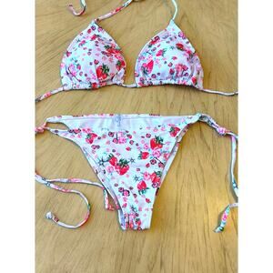 Women’s Strawberry Print Bikini Sets Swimsuit Large Booty Summer Vacation String